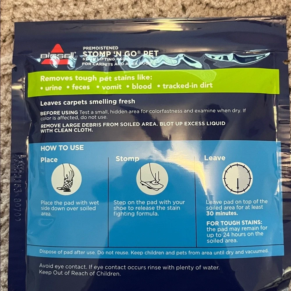 Bissell Stomp 'N Go Pet Stain Lifting Pads - Blue and Green